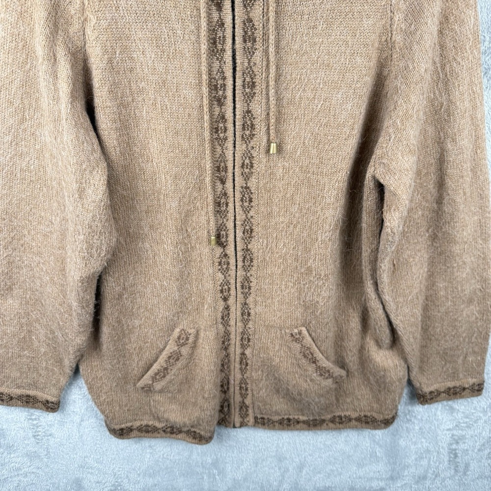 Alpaca Connection Alpaca Wool Full Zip Sweater Womens L Brown Vintage Aztec - Picture 5 of 8